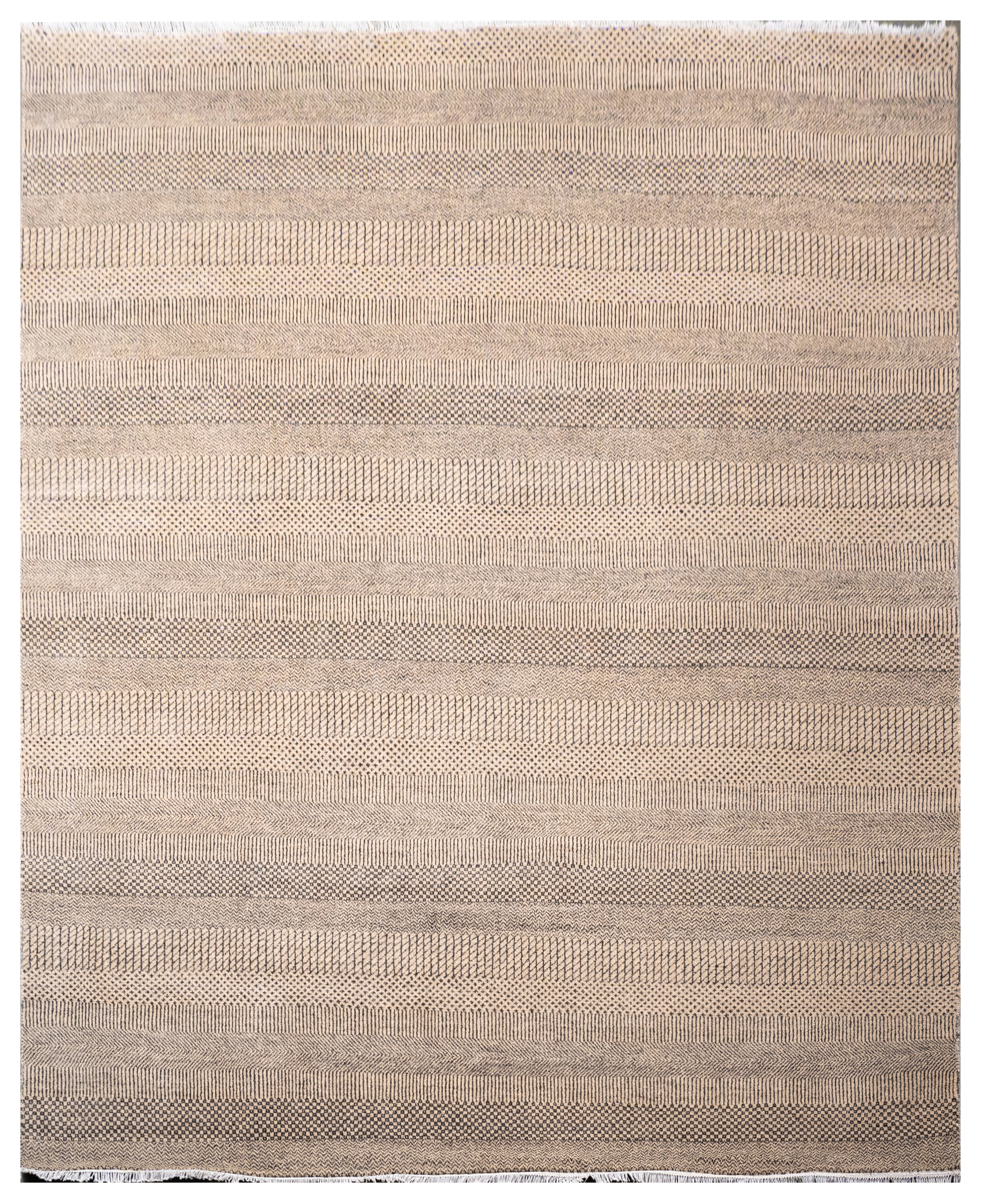 Handknotted Carpet, DIA - 112 MCN, Natural & Black